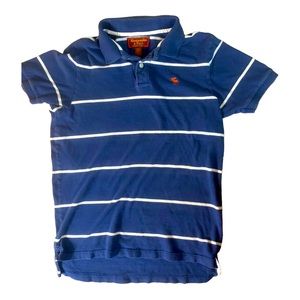 ABERCROMBIE & FITCH VINTAGE Blue White Striped Polo Shirt - Size Small